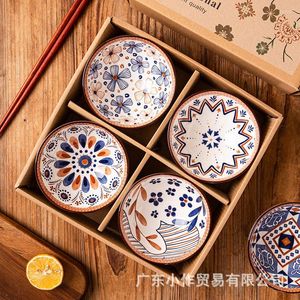 Bowls Japanese Zefeng Blue And White Porcelain Bowl Tableware Gift Set Opening With Hand 6 Box Ceramic