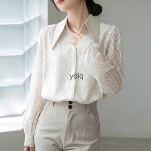 Kvinnors blusar skjortor kvinnor sexig ny 2023 höst mode lady stil elegant pu hylsa toppar vintage onyolq