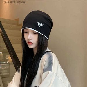 Beanie/Skull Caps Fashion Winter Womens Mens Mens Beanie Hat Solid Triangle Label Woman Beanies Bonnet Versatile Man Sticked Skull Cap Fited Hats Caps Q231130