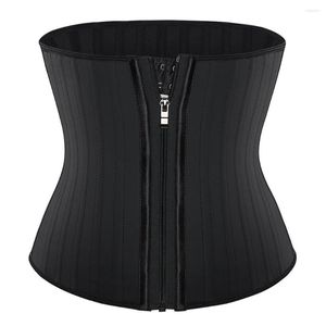 Women's Shapers 25 stalowe kości lateksowy Trener talia Przedni zamek błyskawiczny i haczyk Fajas Pasek Cincher Underbust Corset