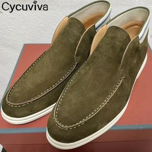 Gai gai mocassins de couro de qualidade masculino plano causal dedo do pé redondo alto top mulheres marca mules verão caminhada tênis masculino 231129