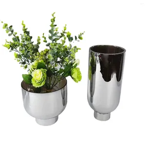 Vases European Style Gray Caramel Colored Glass Flower Ware Vase Decoration Model Room Sales Office