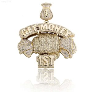 Iced Out 925 Splitter GET MONEY Candy Anhänger Halskette VVS Moissanit Diamant Schmuck Hiphop Anhänger als Geschenk