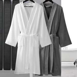 Men's Robes Women 100% Cotton Terry Bath Robe Plus Size Suck Water Towel Bathrobe Kimono Dressing Gown Winter Summer Men Waffle Sleepwear L231130