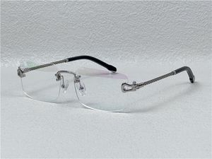 Säljer vintage optiska glasögon Rimless lins flätad kedja och kedjespänne tempelglasögon affärsmode avantgarde dekorativa glasögon 8418