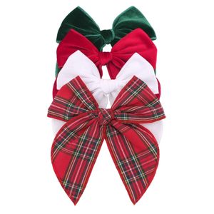 Hair Accessories Christmas Hair Bows for Little Girls Baby Mom Velvet Fable Bow Hair Clips Xmas Plaid Red Green Hair Bow Accessories 231129