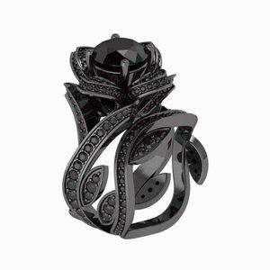 Wedding Rings Purpal/Black/Greeb/Blue/Red Charm Flower Zircon Engagement Sets For Women Jewelry Anel Valentine GiftWedding