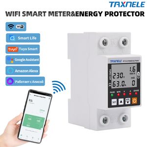 Energy Meters 63A TUYA WiFi Smart Earth Leakage Over Under Voltage Protector Relay Device Switch Breaker Power kWh Meter Life 230428