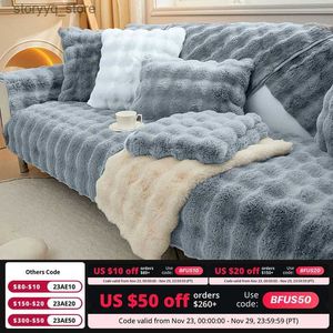 Sandalye, kalınlaştırıcı kanepe kapakları tavşan peluş kanepe havluları kaymaz kanepe slipcover soild renk evrensel kanepe mat oturma odası için modern ev q231130