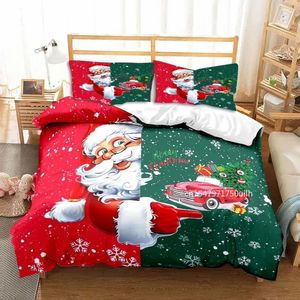 Conjuntos de cama Rena Papai Noel Natal Todas as Temporadas Twin Bedding Set 3 Peça Consolador Conjunto Cama Duveta Capa Dupla King Consolador Capa 231129