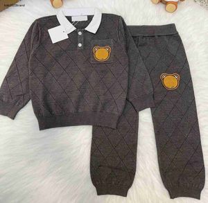 Yeni Sonbahar Bebek Trailsuit Boys Cashmere Örme Takım Çocuk Tasarımcı Giysisi Boyut 73-110 Kızlar Polo Gömlek ve Pantolon Nov25