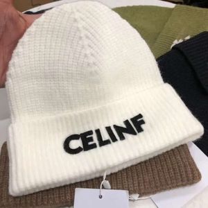 Celinf Sonbahar/Kış Örme Şapka Büyük Marka Tasarımcısı Beanie/Kafatası Kapakları Yığılmış Şapka Baotou Mektup Yürütülmüş Yün Şapka Yüksek Kalite V534