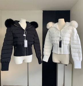 New fashionable short cut small waist 90 white duck down+oversized real fox fur heavy-duty design with waist down jacket cotton jacket for women