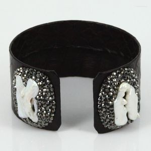 Bangle Trinket Real Snakeskin Leather Charm Fashion Open Cuff Shell Spacer Women Jewelry Statement