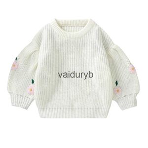 Pullover Pudcoco infantile fille hiver pull enfant en bas âge col rond à manches longues motif de fleurs pulls en tricot hauts ld coupe ample chemise 6M-3Tvaiduryb