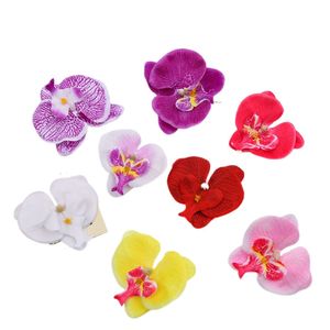 100pcs Simulação Borboleta Orquídea Cabeça de Flor Decoração de Bolo de Casamento Borboleta Orquídea Flor Cocar Grampo de Cabelo DIY Flor Cabeza De Flor De Orquidea Mariposa