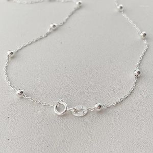 Kedjor 45 cm-60 cm solid ren riktig 925 sterling silver pärlor kors kedja halsband kvinnor flicka italien smycken kolye collare collier ketting