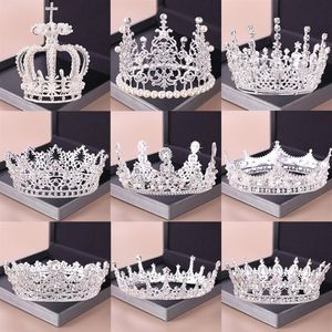 Fashion Silver Tiara And Crowns Crystal Queen Princess Diadem Bridal Round Crown Hair Jewelry For Wedding Women Hair Accessories T308p