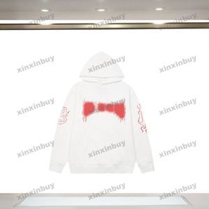 Xinxinbuy Men Designerパーカースウェットシャツを破壊した炎の手紙印刷長袖の女性ブルーブラックホワイトグレーXS-2xl