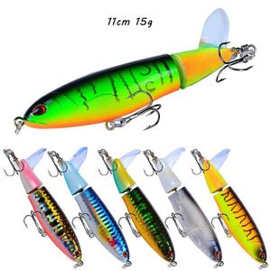 11cm 15g Pencil Fish Hook Hard Baits & Lures 6# Treble Hooks 8 Colors Mixed Propeller Plastic Fishing Gear BL-11266q