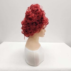 rendendo Nova peruca Alice Wonderland Red Queen Mesmo conjunto de peruca peruca encaracolada