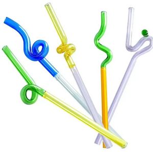 Creative Eco Glass Drinking Straws Special Shaped High Temperature Resistant Milk Cocktail Fruit Juice Beverage Straw FY5720 bb0430