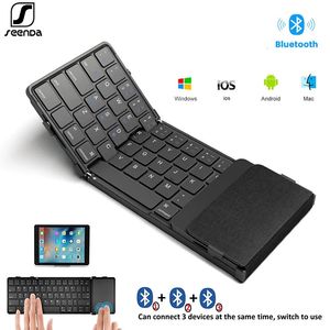 Teclados Seenda Tri-Dobrável Teclado Sem Fio com Touchpad Recarregável Mini Teclado Teclado Dobrável para Windows Phone PC Tabela 231130