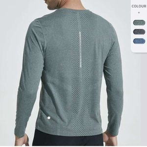 Men Lu Yoga Outfit Sports långärmad t-shirt herr sportstil skjortor träning fitness kläder elastiska snabba torra sportkläder topp plus storlek 5xl ny stil blazer 45