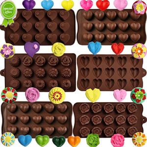 New Heart-shaped Chocolate Mold Pentagram Easter Egg Cylinder Rose Silicone Mold DIY Chocolate Candy Ice Cube Baking Tool