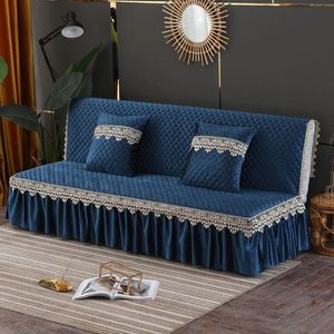 Chair Covers Luxury Lace with Skirt No Handrails Sofa Cover Thick Armless Futon Slipcover 3 Seater Folding Sofa Bed Cover Larger Couch Cover 231129