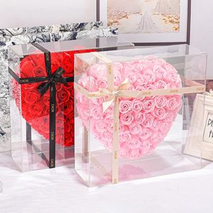 Kunstblumen-Grün, 18 cm, Rose, Stimmungstagsgeschenk für Freundin, komplette rote PE-Herzform, Hochzeits-/Geburtstagsgeschenk 231130