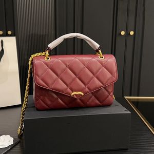 Versatile Women Flap Crossbody Bag Gold Hardware Leather Quilted Shoulder Bag Designer Wallet Vintage Coin Purse Evening Clutch Trend Card Holder Fanny Pack 24CM