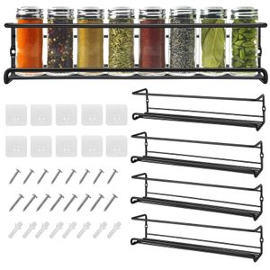 Organisation 2/4 datorer Wall Mount Kitchen Storage Organizer Bracket Holder Shelf Stand for Spice Jar Rack skåp hyllor Kök Tillbehör