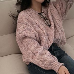 여성 스웨터 여성의 겨울 빈티지 짧은 스웨터 다양한 컬러 니트 풀오버 점퍼 라운드 칼라 한국인 스타일