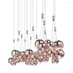 Chandeliers Modern Metal Chandelier Glass Ball Pendant Lamp Handing Light Fixture For El Hall Living Room Home Decor PA0584