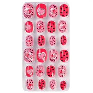 False Nails Flame Patterns Kid's Manicure Charming Bright Luster Rhinestones For Fingernail DIY At Home