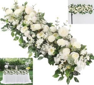 19.6in Wedding Arch Flowers Row Silk Rose Flower Arrangements Decor for Sweetheart Reception Wedding Ceremony