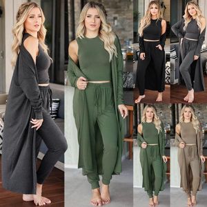 Women's Two Piece Pants Tilorraine Autumn And Winter 2023 Fashion Knitting Three Suit Women Slim Elegant Vest Trousers Sports