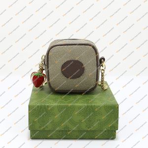 Damdesigner väskor Strawberry Chain Walls Nyckel Pouch Coin Purse Kreditkortshållare Top Mirror Quality 726252 Pouch Purse