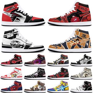 DIY Exquisite Anime Characters Antiskid Basketball Shoes 1s Men Kvinnor Anpassade bekväma klassiska fashionabla ljus Khaki -sneakers