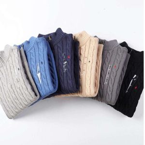 2023 Designer Mens Polo Sweater Winter Fleece Shirts Thick Half Zipper High Neck Warm Pullover Slim Knit Knitting Casual Jumpers Small horse Advanced Design 3377ess