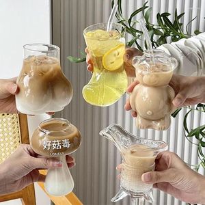 Copos de vinho criativo coquetel copo de vidro café latte para bonito resistente ao calor retro jarro de leite suco barra drinkware caneca de natal