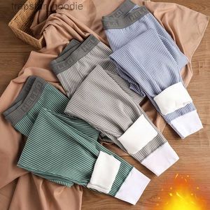 Biancheria intima termica da uomo 2024 Moda Stripe Inverno Uomo Biancheria intima termica Leggings Thermos Pantaloni caldi addensati Pantaloni elastici da uomo di alta qualità L231130