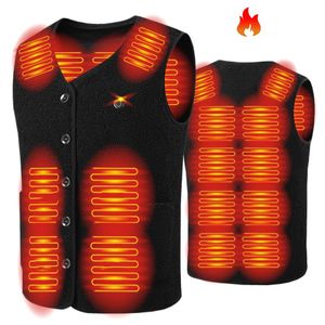 Män s västar USB uppvärmning Vest Jacket Men Infrared 16 Area Winter Fleece Electric uppvärmda han ärmlösa jackor 231129