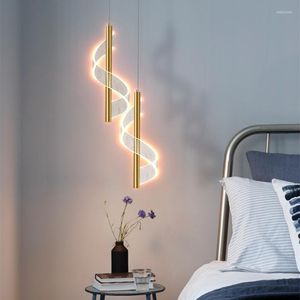 Lampy wiszącej sypialnia nocny żyrandol minimalistyczny nordycki lekki luksusowy salon ściana tła mała siatka czerwona