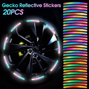 Upgrade 20pcs Colorful Car Wheel Hub Reflectors Stickers Night Warning Reflective Decals for Auto Motorcycle Bike Tire Auto Accessories