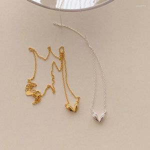 Pendant Necklaces VENTFILLE Silver Gold Color Small Love Necklace For Women Heart Ins Party Jewelry Birthday Gifts 925 Stamp Dropship