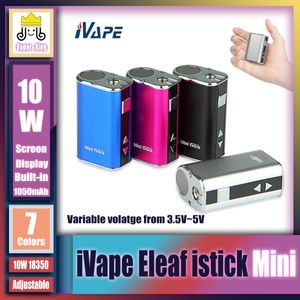 IVAPE ELEAF MINI ISTICK 10W Zestaw akumulatorów Wbudowany Wbudowany 1050 mAh Zmienny skrzynka napięcia Mod z złączem ego kabla USB