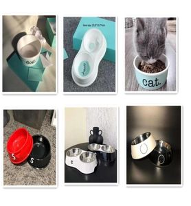 Ceramic Pet Bowl Luxury Dog Designer Cat Feeder Small and Medelstorlek Söt dubbla drinkare Tillbehör 2203235939150