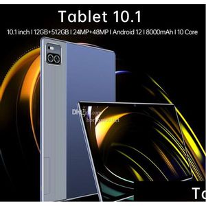 Tablet PC 10.1 inç 10 Çekirdek 12GBADD256GB Android 12 WiFi 8000mAh Pil Çift Sim Kamera Bluetooth 4G 5G Akıllı 10.1inch Çağrı Telefon Tab OTJFG